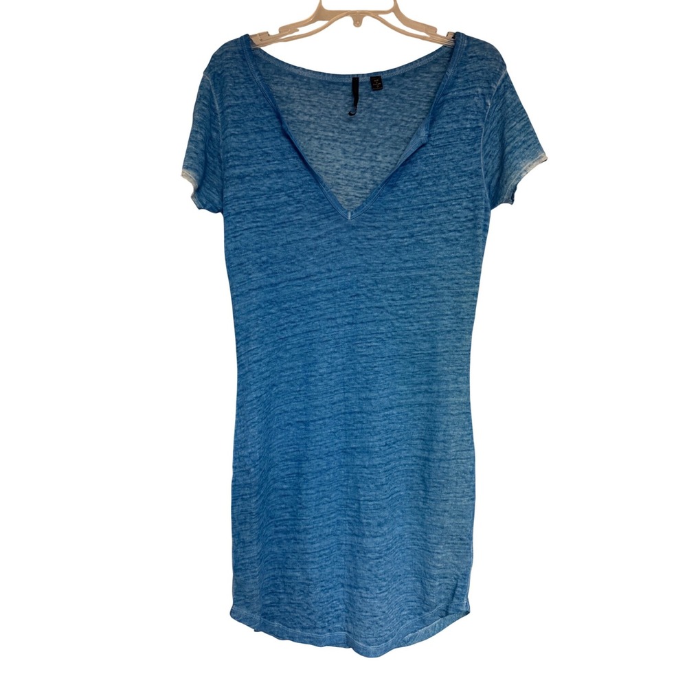 Joe's Jeans Womens Blue V-Neck Short Sleeve Mini Dress Slub Knit Size Small